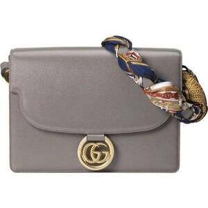 NEW GUCCI women's torchon scarf angled shoulder bag in gray